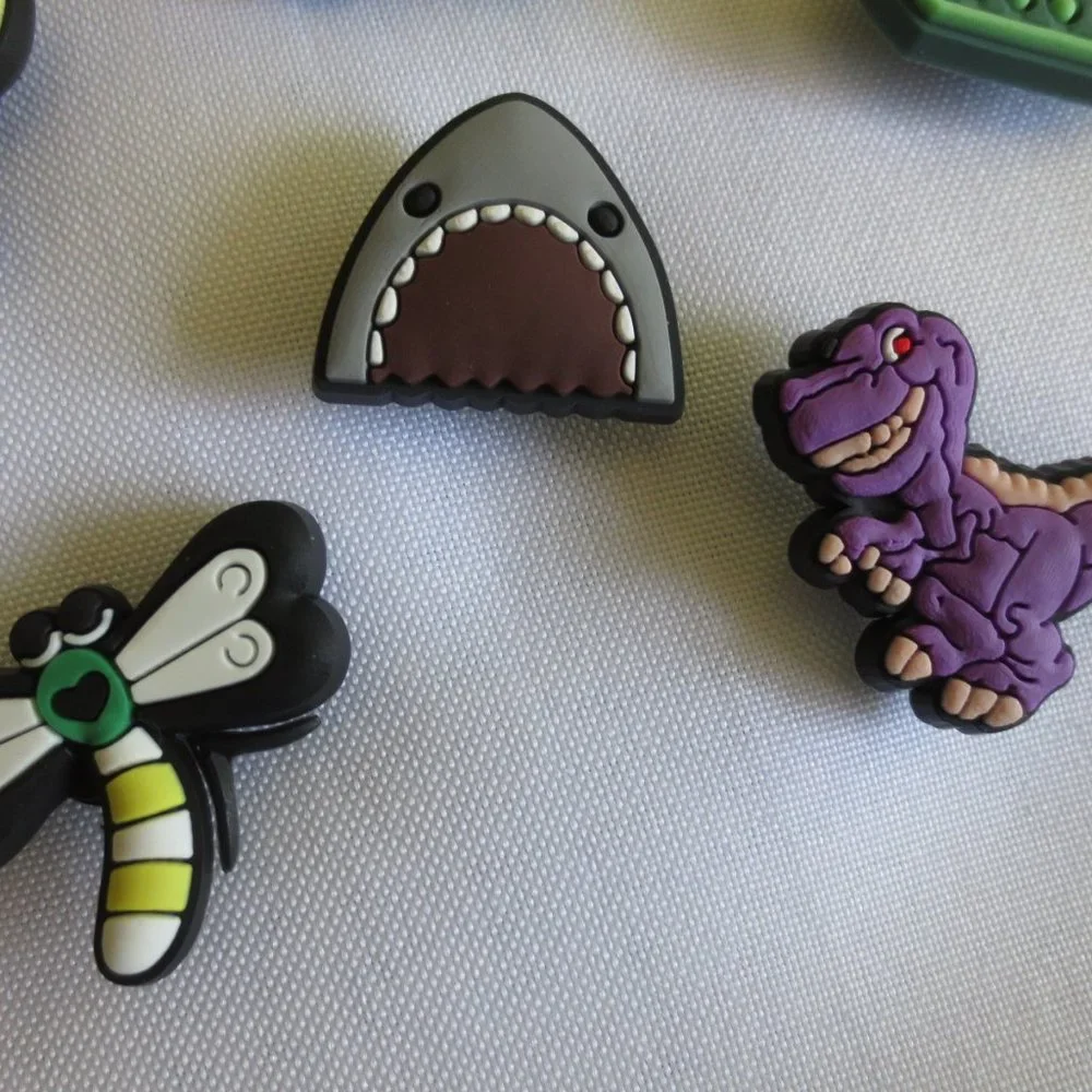 4/$14 11 CROC charms DINOSAUR cars SPACE SHIP shark